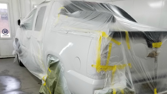 Mini Cooper being Painted by proffesionals